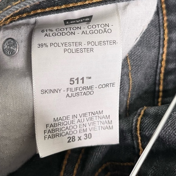 Levi’s Men’s 511 Skinny Fit Jeans in Dark Wash Blue Size 28x30 - Picture 6 of 6